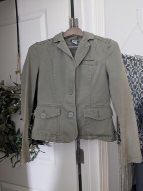 GAP Olive Green Cotton Casual Blazer With Stretch*See Description